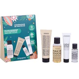 Compagnie de Provence La  Kit Découverte Ultra Nourrissant 4 Best-Sellers au Karité Huile Sèche 10ml, Crème Visage Riche 15ml, Huile de Douche 30ml et Crème Mains 30ml Format Voyage - Publicité