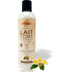 Nude Skin Lait Corps Hydratant 20% de Lait d'Ânesse Frais Bio 250 ml   Peaux Sensibles et Sèches   Formule Naturelle aux Huiles Végétales   Parfum fleur de tiaré   Fabrication Artisanale Française - Publicité