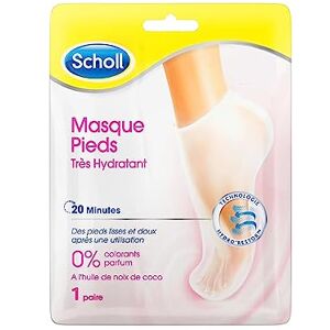 Scholl Masque Pieds Très Hydratant à l'Huile de Noix de Coco Soin Pieds Secs et Abîmés Hydratation intense en 20 minutes 1 Paire de 2 Chaussettes - Publicité