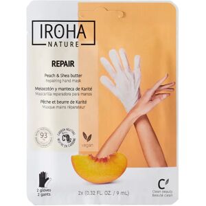 Iroha Nature Guanti Maschera Monouso Riparatori Per Mani Alla Pesca E Burro Di Karitè 2 pz x 9 ml