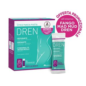 Montefarmaco Pancia Piatta Dren Frutti Di Bosco Integratore Drenante 14 Bustine + Veralab Fango Attivo Cellulite 100ml