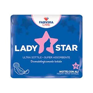 Farvima Medicinali Spa Ladystar - Assorbenti Esterni Cotone Notte Ali 12 Pezzi