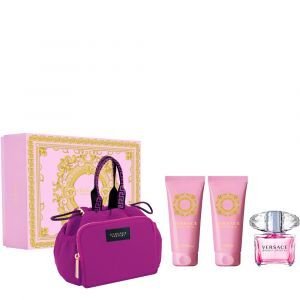 Versace Bright Crystal Cofanetto 90 ml, Gel Doccia 100ml + Latte Corpo 100ml + Beauty-Bag Donna