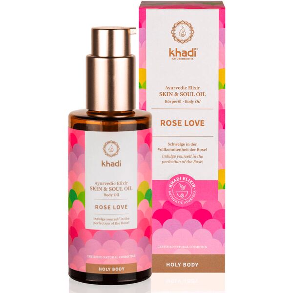 khadi holy body elisir ayurvedico per la pelle e l'anima - olio per il corpo all'amore di rosa 100 ml