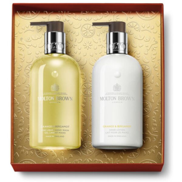 molton brown orange & bergamot hand care gift set 300 ml sapone mani + 300 ml lozione mani