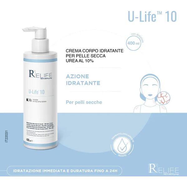 relife u-life 10 crema idratante pelle secca 400 ml