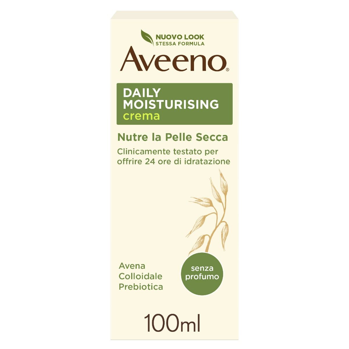 Aveeno Crema Idratante Viso e Corpo Senza Profumo 100 Ml