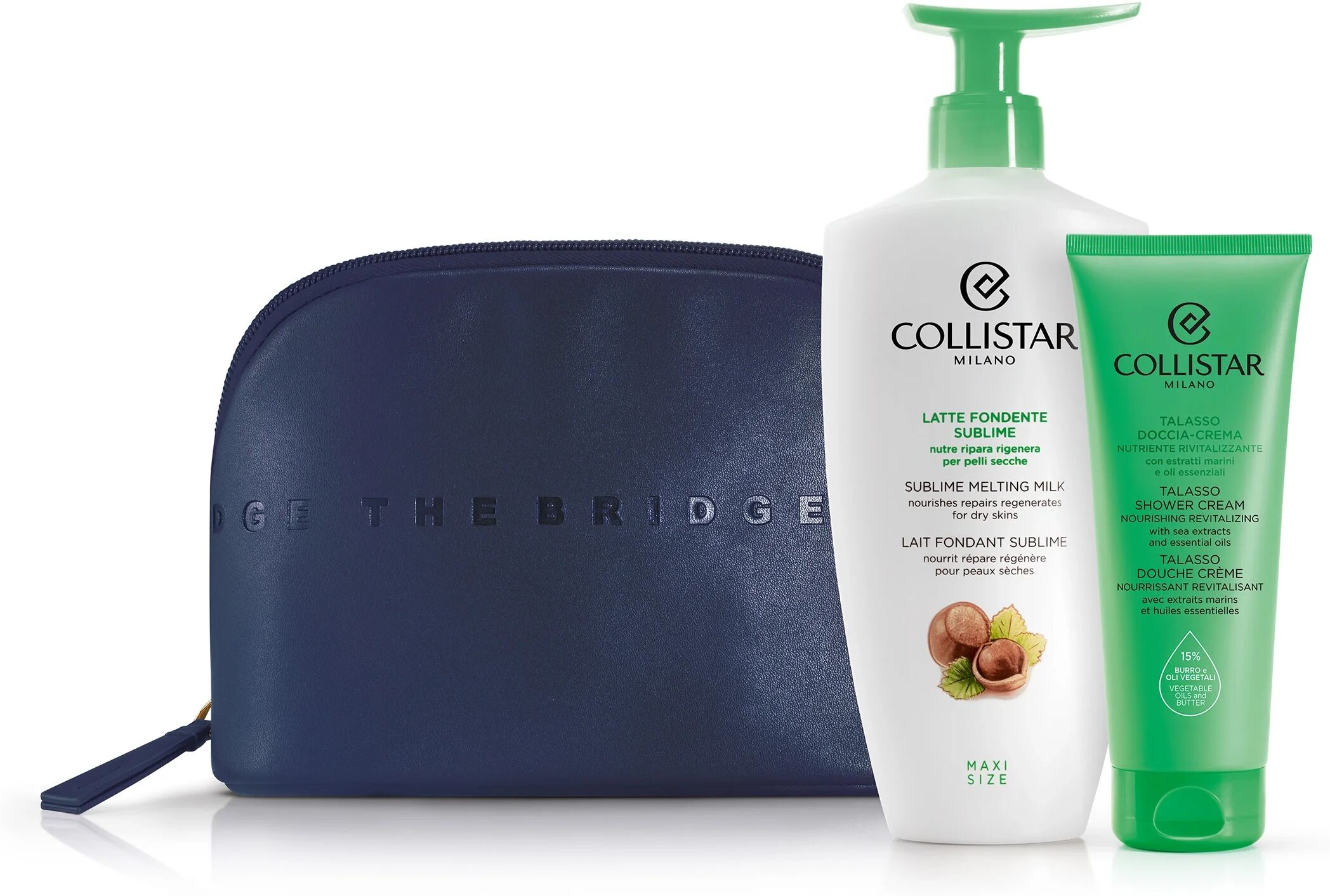 Collistar Cofanetto Latte Fondente Sublime 400 ml + Talasso Doccia Crema Rivitalizzante 100 ml + Beauty Bag The Bridge