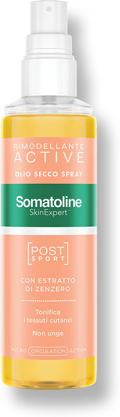 Somatoline Skinexpert Rimodellante Active Olio Secco Spray Post-sport Trattamento Gambe Rimodellante Estratto Di Zenzero 125ml