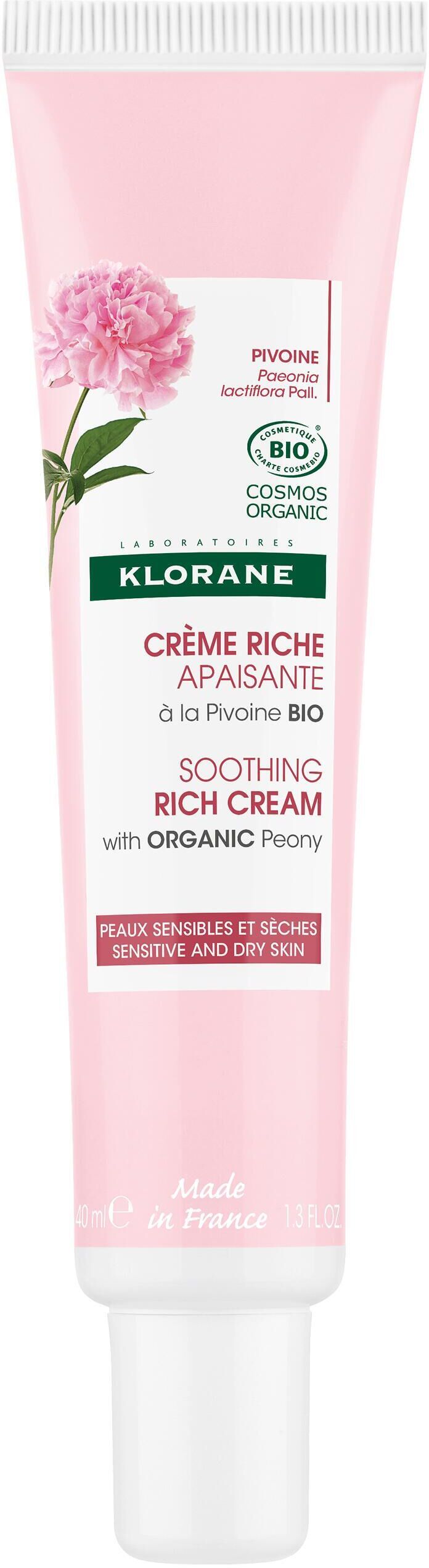 Klorane Crema Ricca Lenitiva Peonia Bio Pelle Sensibile Secca 40ml