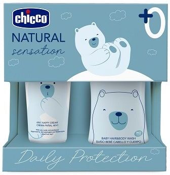 Chicco Natural Sensation Set Daily Protection Bagnoshampo 200ml Pasta Lenitiva 4in1 100ml