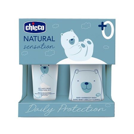 Chicco Natural Sensation Set Daily Protection Bagnoshampo 200ml Pasta Lenitiva 4in1 100ml