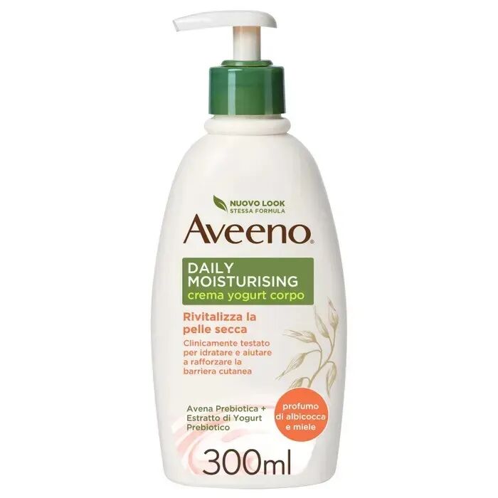 Aveeno Crema Corpo Idratante Allo Yogurt Al Profumo di Miele e Albicocca PROMO 300 ml