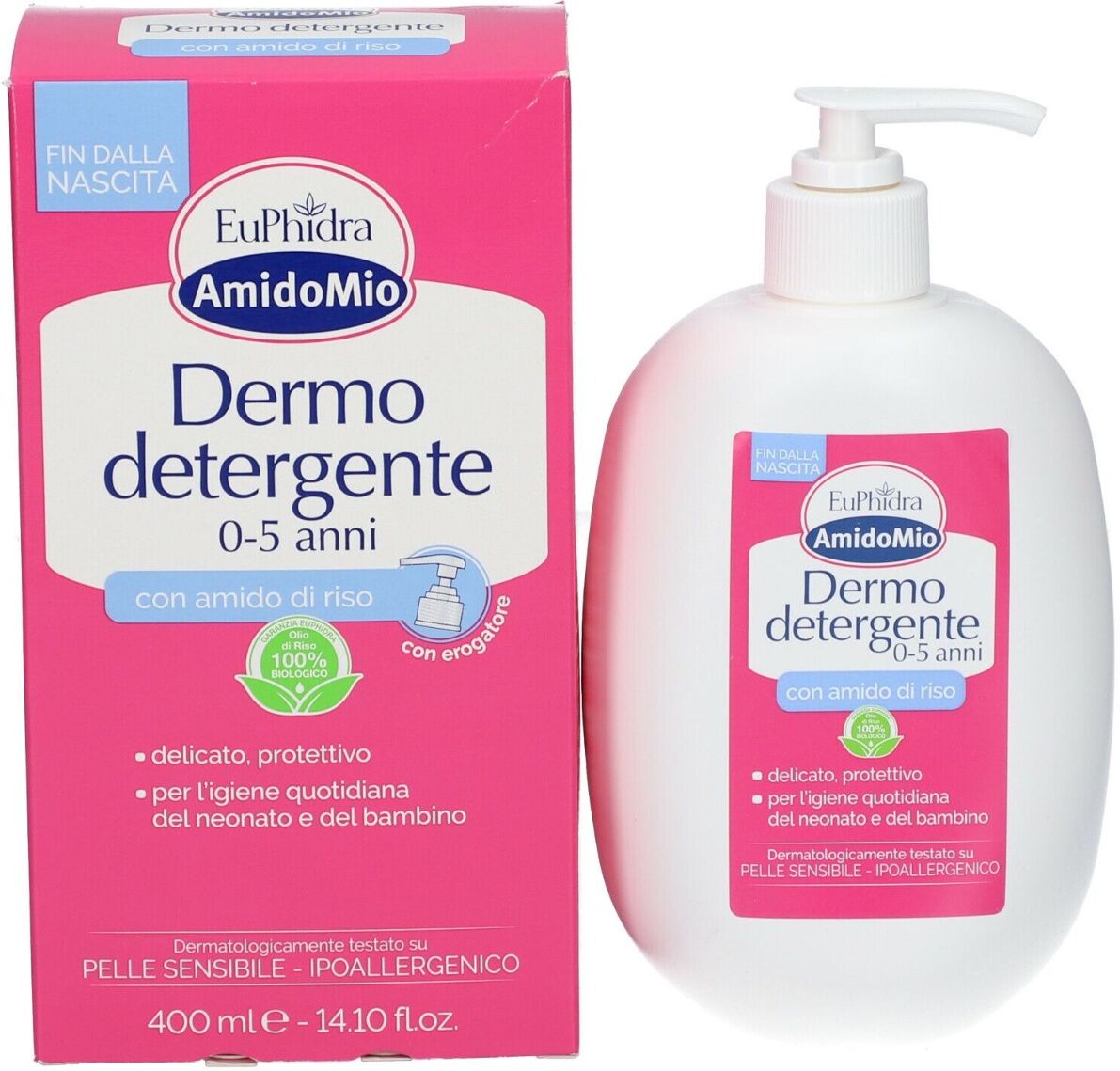 EUPHIDRA AMIDOMIO Dermodetergente Idratante Per Neonati E Bambini 0-5 Anni 400 ml