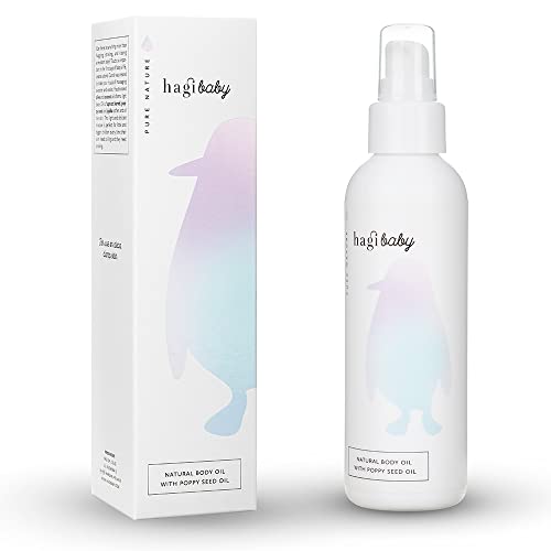 Hagi Baby Natuurlijke Lichaamsolie met Jojobaolie en Maanzaadolie, Olijfolie, Kokosolie   Goed voor Kleine en Grote Kinderen   150 ml