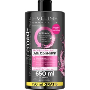 Eveline Cosmetics FaceMed+ cleansing and makeup-removing micellar water with detoxifying effect 650 ml