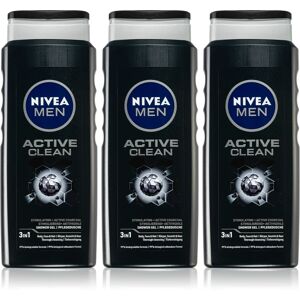 Nivea Men Active Clean shower gel M 3 x 500 ml (economy pack)