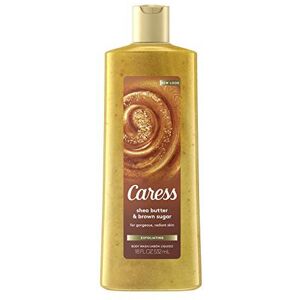 Caress Exfoliating Body Wash for Everyday Use Shea Butter & Brown Sugar 18 oz (P