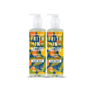 Faith In Nature Grapefruit & Orange Hand Wash Multipack - 2 X 400ml - Natural Vegan Organic Liquid Hand Soap