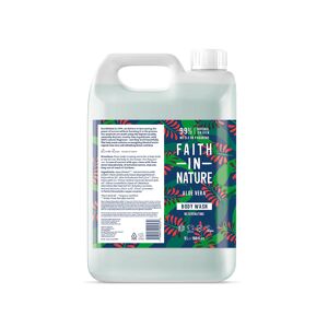 Faith In Nature Aloe Vera 5L Body Wash Refill - Organic Natural Shower Gel - Vegan & Cruelty Free - Bulk Buy