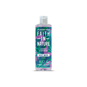 Faith In Nature Lavender & Geranium Body Wash 400ml - Organic Natural Shower Gel - Vegan & Cruelty Free