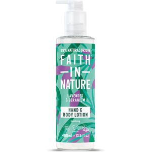 Faith In Nature Lavender & Geranium Hand and Body Lotion 400ml - Organic Natural Moisturiser - Vegan & Cruelty Free