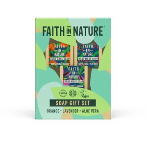 Faith In Nature Soap Stack Gift Set - Orange, Aloe Vera and Lavender - 3 X 100g - Plastic Free & Zero Waste - Vegan & Cruelty Free - Essential Oils