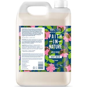 Faith In Nature Wild Rose 5L Body Wash Refill - Organic Natural Shower Gel - Vegan & Cruelty Free - Bulk Buy