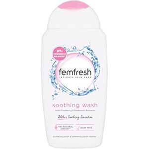 Femfresh Ultimate Care Soothing Wash - Intimate Daily Vaginal Feminine Hygiene Shower Gel Cleanser – pH Balanced, Soap Free w.Hydrating Cranberry & Probiotics Extract, Long-Lasting MULTIActif - 250 ml