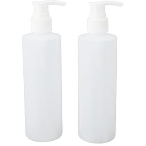 Asixxsix Pump Bottles, 2 Pcs 250ml Empty Plastic Shampoo Bottle, Refillable and Reusable Shampoo Lotion Hand Pump Bottle with Pump Dispenser for Lotions, Liquid Body Soap, Hand Sanitizer