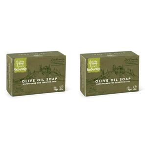 Little Soap Company Little Soap Olive Oil Soap Bar - Vegan, Cruelty Free, No SLS or Parabens, Mediterranean Range, Bar of Soap Perfect for Sensitive Skin, Natural Eco Friendly Body & Hand Soap, 100g (Olive) (Pack of 2)