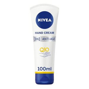 NIVEA 3in1 Q10 Anti-Age Care Hand Cream (100ml), Moisturising Hand Cream Reduces the Appearance of Wrinkles with Q10 and UV Filters, NIVEA Hand Cream for 24 Hour Moisture