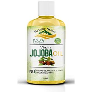 Nature Shine 100% Pure Organic Jojoba Oil for Face, Skin, Hair & Nails Cuticles, Stretch Marks Perfect for Sensitive & Dry Skin 25ml