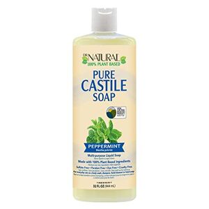 Dr. Natural Castile Liquid Soap, Peppermint, 946 ml - Plant-Based - Made with Organic Shea Butter - Rich in Coconut and Olive Oils - Sulfate and Paraben-Free, Cruelty-Free - Multi-Purpose Soap