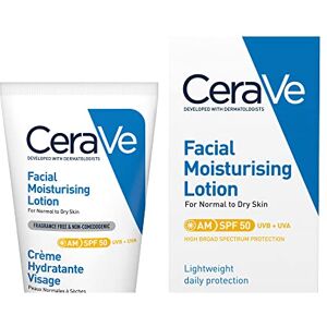 CeraVe AM Facial Moisturising Lotion SPF50 with Ceramides & Vitamin E for Normal to Dry Skin 52ml