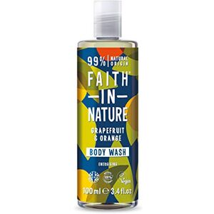 Faith In Nature 100ml Travel Size Grapefruit & Orange Body Wash, Energising, Vegan & Cruelty Free, No SLS or Parabens, For Normal to Dry Hair