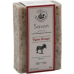 LA MAISON DU SAVON Maison du Savon de Marseille - French Soap made with Fresh Organic Donkey Milk - Red Wine Fragrance - 125 Gram Bar