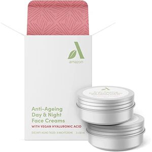 Amazon Aware Anti-Ageing Day & Night Cream Bundle, Hyaluronic Acid and Organic Aloe Vera/ Lavender & Shea Butter, 50 ml, Pack of 2