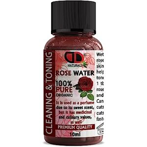 DD teck 10ml Pure Natural Organic Rose Water Face Astringents, Beauty, Skin, Face Tonner Restores Skin Ph Balance, Suitable for All Skin Types 100% Vegan (10ml Cap)