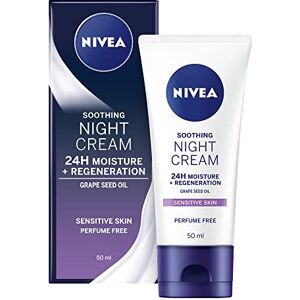 NIVEA Sensitive Night Cream (50 ml), Face Cream for Sensitive Skin with Liquorice Extract and Grape Seed Oil, Regenerating Skin Care