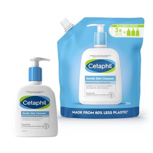 Cetaphil Gentle Skin Cleanser 236ml + Eco-Refill Pouch 710ml Set, Face & Body Wash duo, for Normal to Dry Sensitive Skin, Soap Free with Niacinamide