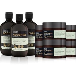 Baylis & Harding Goodness Oud, Cedar & Amber Bundle: 3 x 500 ml Bath Soak & 6 x 450 g Salt Scrub - Vegan Friendly