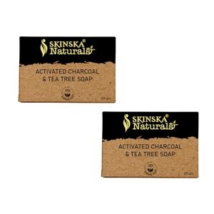 SKINSKA NATURALS Charcoal & Tea Tree Bar (125 * 2 gm) Soap for Glowing Skin, Moisturizing, Acne & Dark Spots & Hyperpigmentation & Smooth for Men & Women