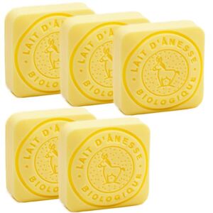Label Provence Savon de Marseille - French Soap Made With Fresh Organic Donkey Milk - Lemon Fragrance - 30 Gram Bar - Set of 5