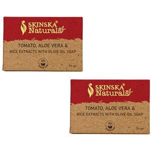 SKINSKA NATURALS Tomato (125gm X 2), Aloe Vera Infused with Olive Oil, Natural, Handmade Body Soap for Men and Women