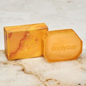 ComfyCozy Lemon Crystal Soap Natural Organic Hand Wash Body Soaps Bar Luxury Pore Cleanser Bars Scrub For Skincare Acne Treatment Bath Beauty Birthday Gifts Sets For Women Mum Her Him Mens 90g