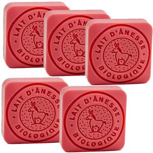 Label Provence Savon de Marseille - French Soap Made With Fresh Organic Donkey Milk - Strawberry Fragrance - 30 Gram Bar - Set of 5