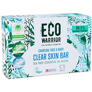 Little Soap Company Eco Warrior Charcoal Clear Skin Soap Bar - Vegan, Cruelty Free, No SLS or Parabens, Whole Body Soap, Moisturising Charcoal, Grapeseed and Anti Bacterial Tea Tree Essential Oil, Eco Friendly Soap 100g