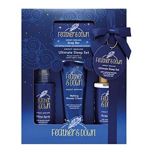 Feather & Down Sweet Dream Ultimate Sleep Set (Pillow Spray, Soap, Shower Cream & Body Lotion) - Create a sense of calm and tranquillity to aid a restful night’s sleep. Vegan Friendly & Cruelty Free.