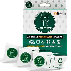 Jonhy Wee Pee Bag Toilet for On the Go 600 ml Pack of 3 - Emergency Toilet for Women, Children, Men - Travel Toilet Car - Camping Festival Toilet Women Urinal On the Go Urine Bag